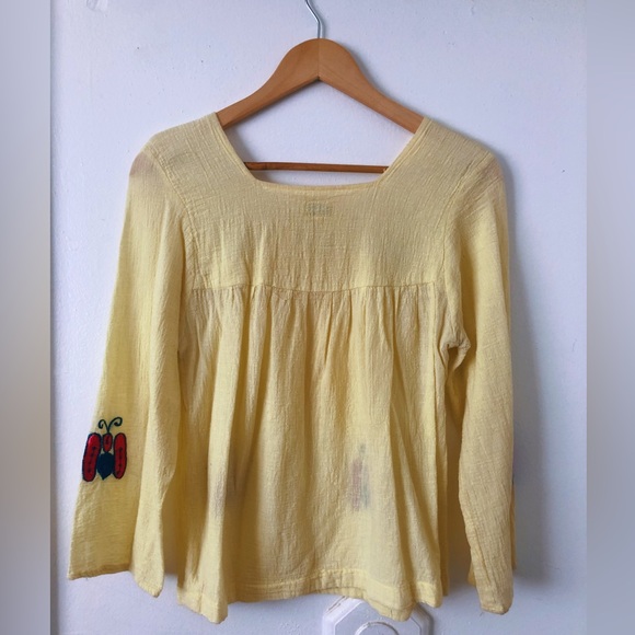 Vintage 60s Indian Cotton Gauze Blouse with Embroidered Butterflies - Picture 3 of 10